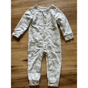 Lullaby Romper Baby 6-9 M Grey Cloud Print Long Sleeve Button Jumpsuit